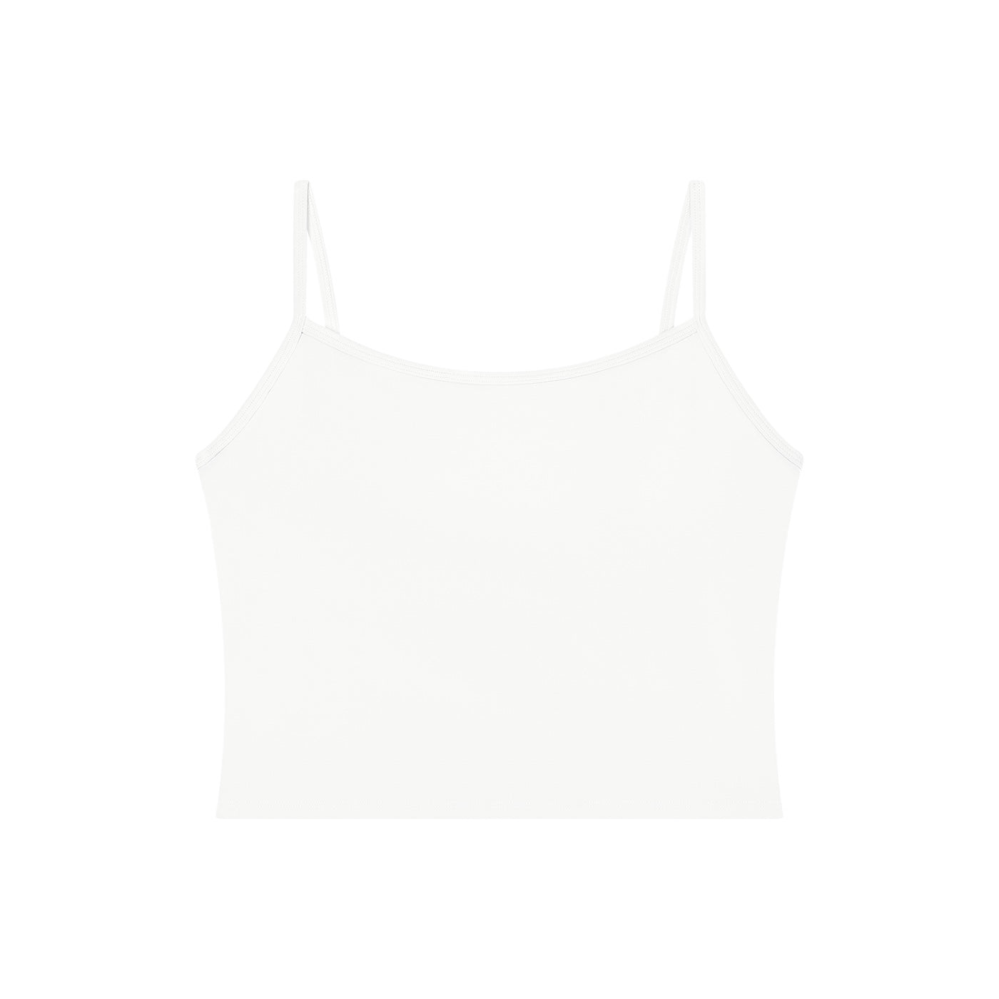 Anointed Garments white spaghetti strap crop top made from soft nylon and spandex blend for a minimalist look.