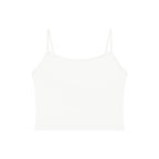 Anointed Garments white sleeveless bodycon yoga tank top made from thin nylon spandex blend fabric.
