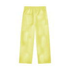 Back view of Anointed Garments relaxed fit yellow fleece sweatpants with back pockets and elastic waistband.