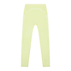 Anointed Garments women's high rise leggings in light yellow with white topstitching detail for gym or casual wear.