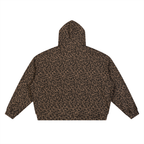 Unisex Leopard Print Waffle Full Zip Hoodie